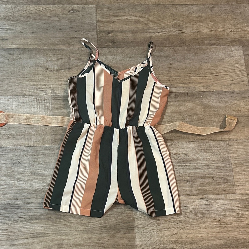Striped Kids Romper - Black, Brown, Cream